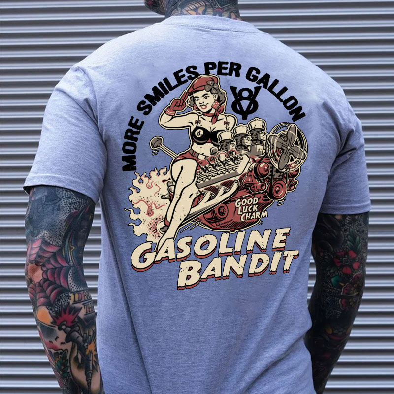 MORE SMILES PER GALLON GASOLINE BANDIT Sexy Lady Print Men's T-shirt
