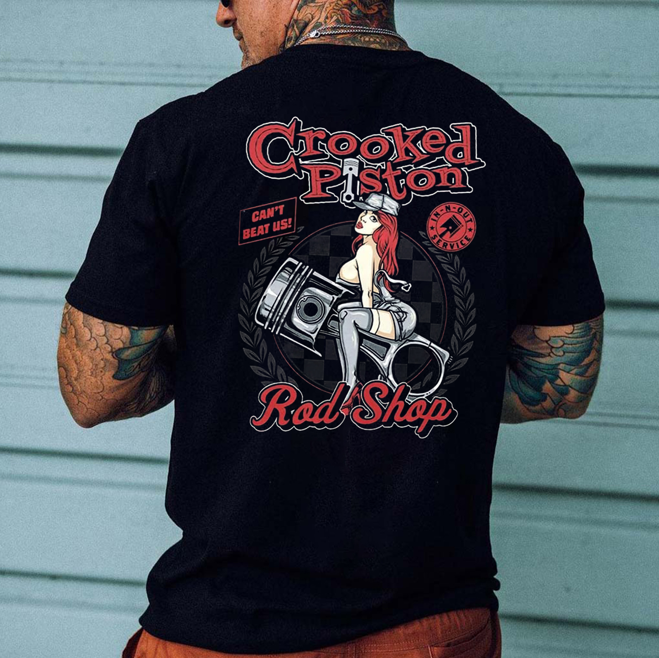 CROOKED PISTON RED SHOP Sexy Lady&Piston Print Men's T-shirt