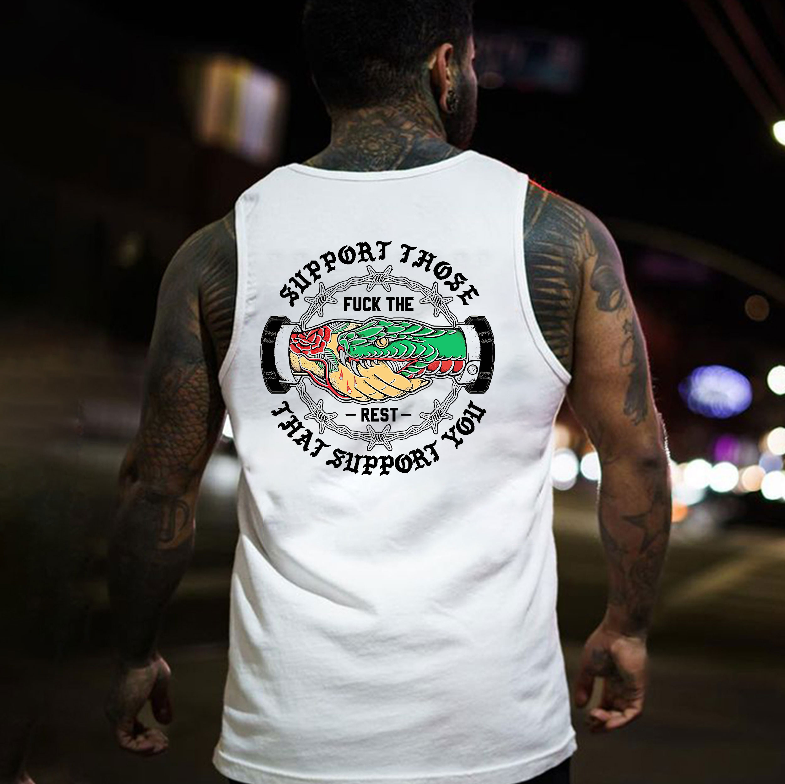 SUPPORT THOSE THAT SUPPORT YOU Black Print Vest