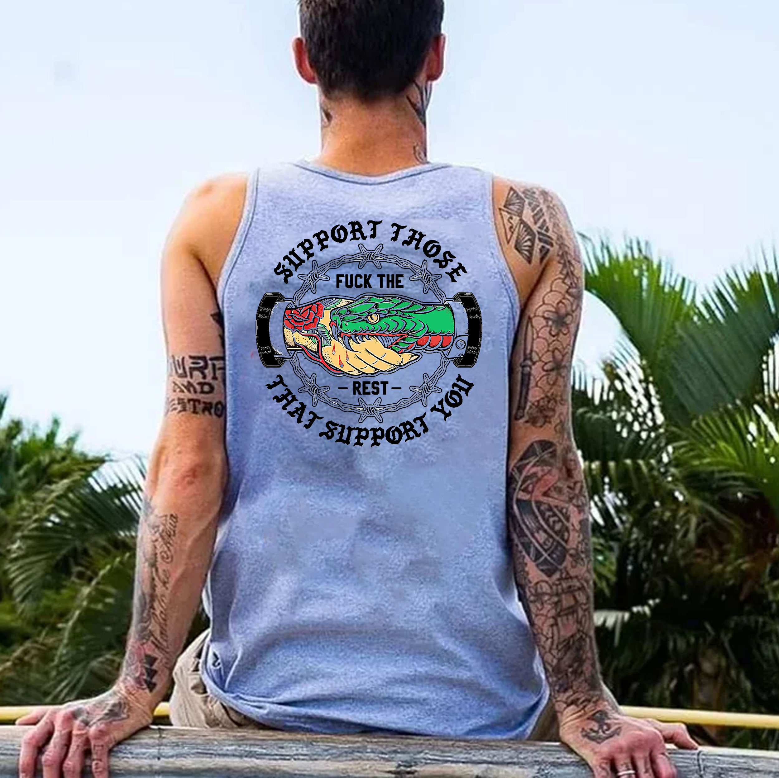 SUPPORT THOSE THAT SUPPORT YOU Black Print Vest