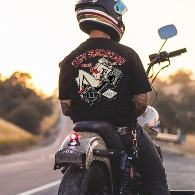 HOT RODDING Sexy Lady Black Print T-shirt