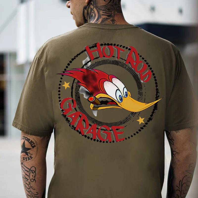 HOT ROD GARAGE White Print T-shirt