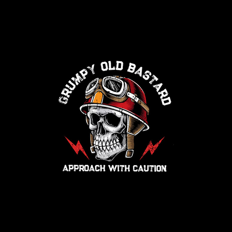 GRUMPY OLD BASTARD Skull Black Print T-Shirt
