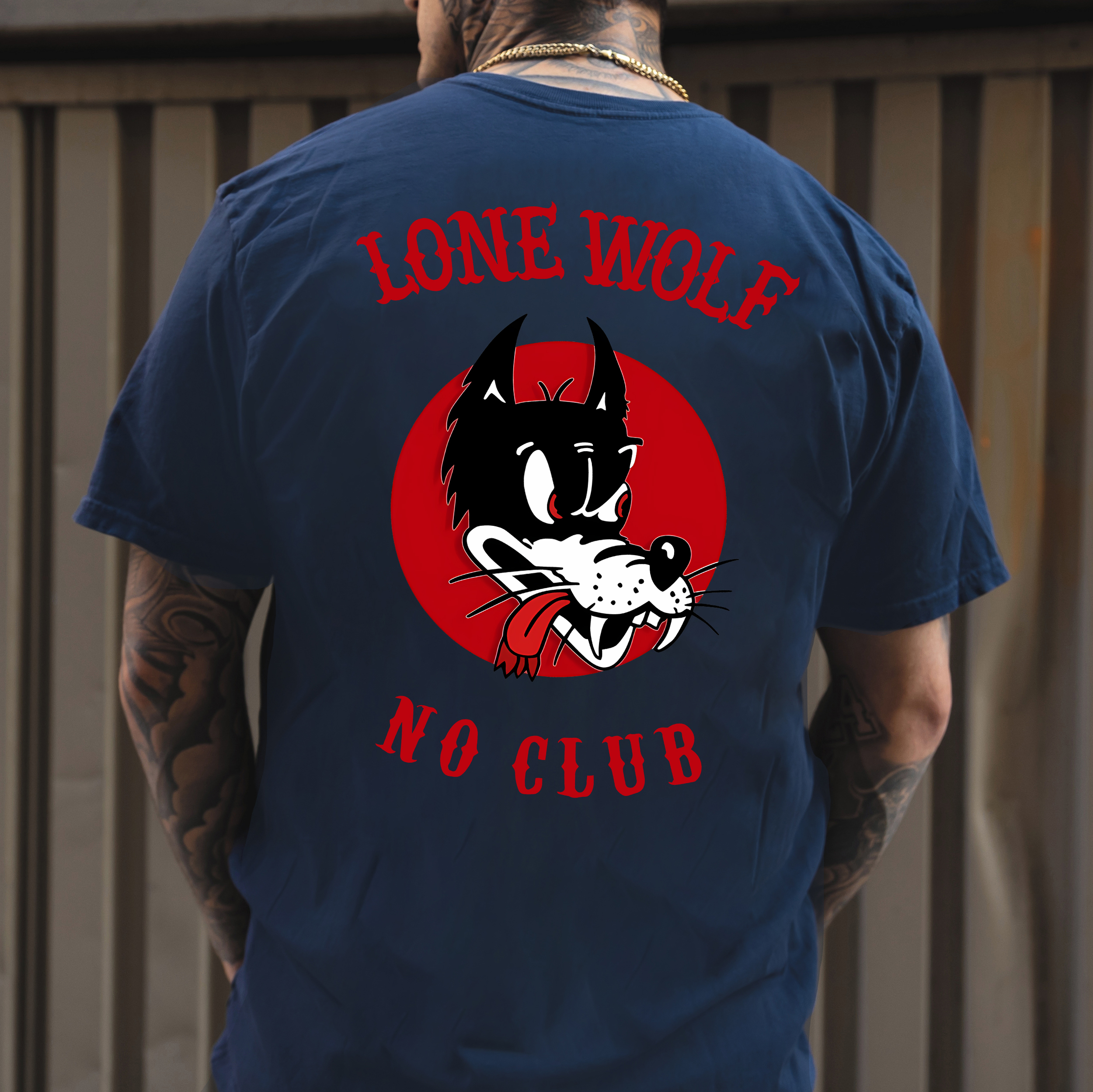 LONE WOLF NO CLUB White Print T-Shirt