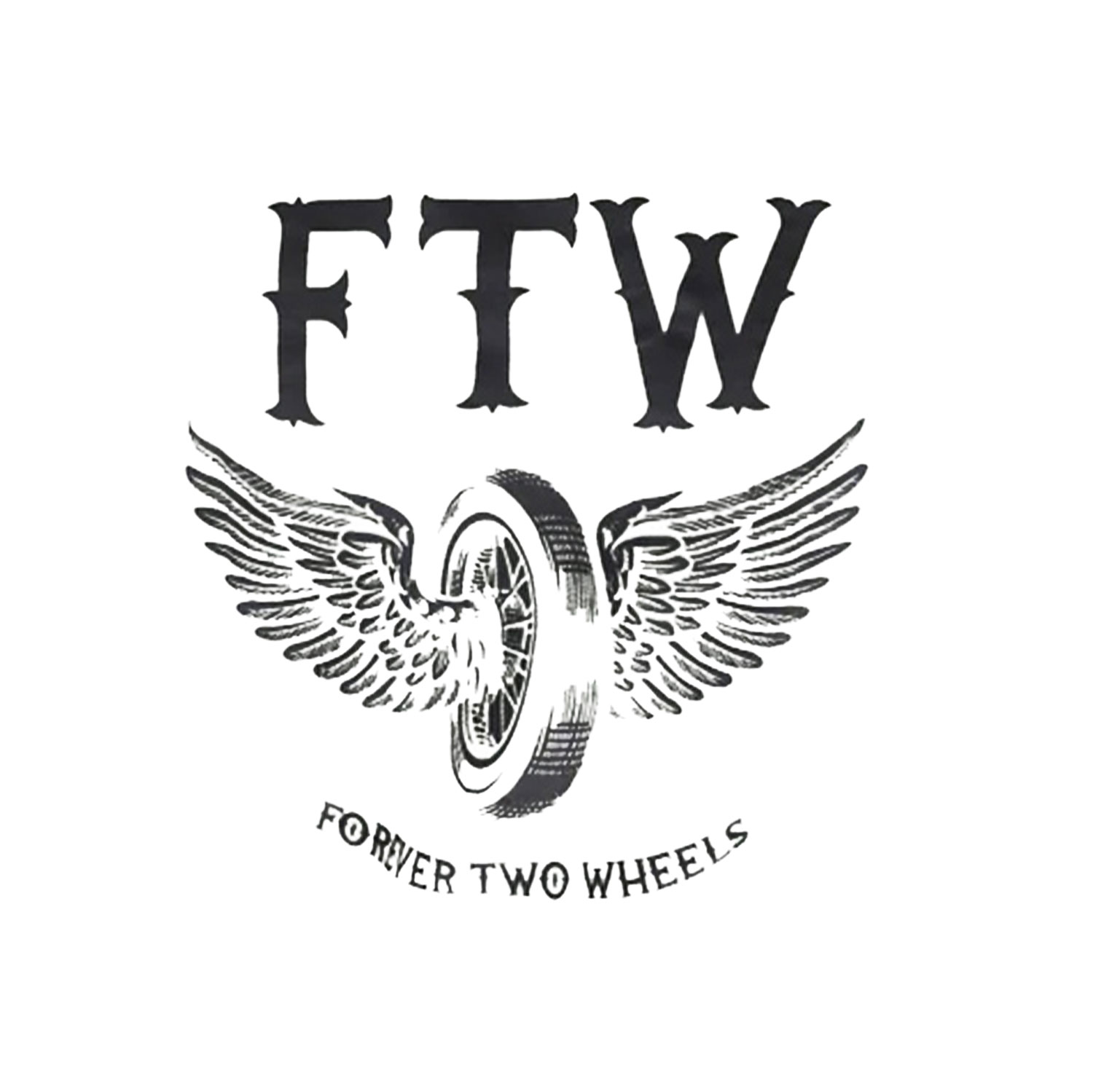 FTW FOREVER TWO WHEELS Angel Wings Graphic Print T-shirt