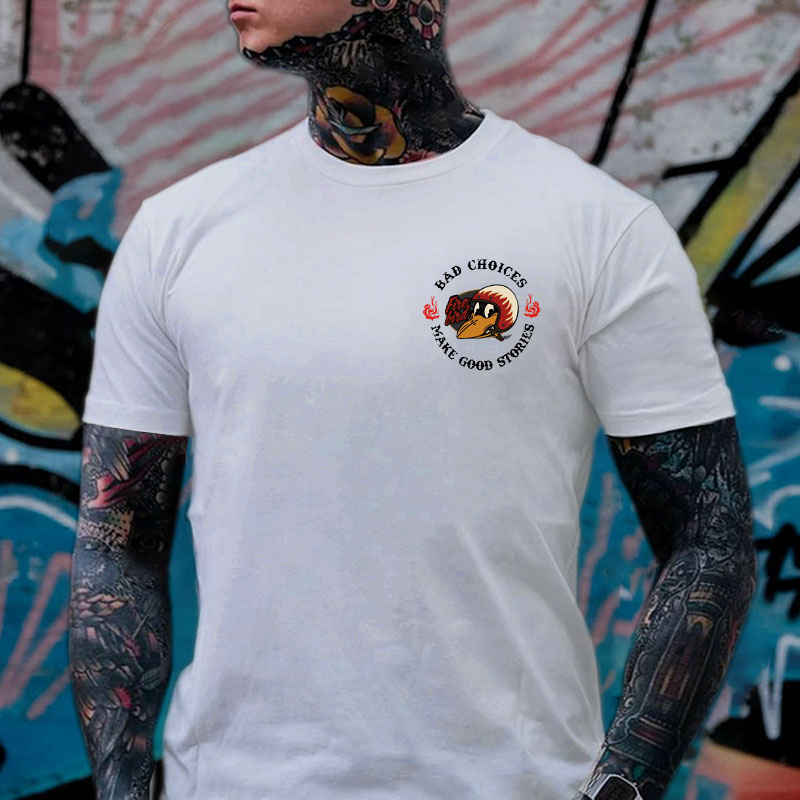 BAD CHOICES MAKE GOOD STORIES Fire Bird Black Print T-Shirt