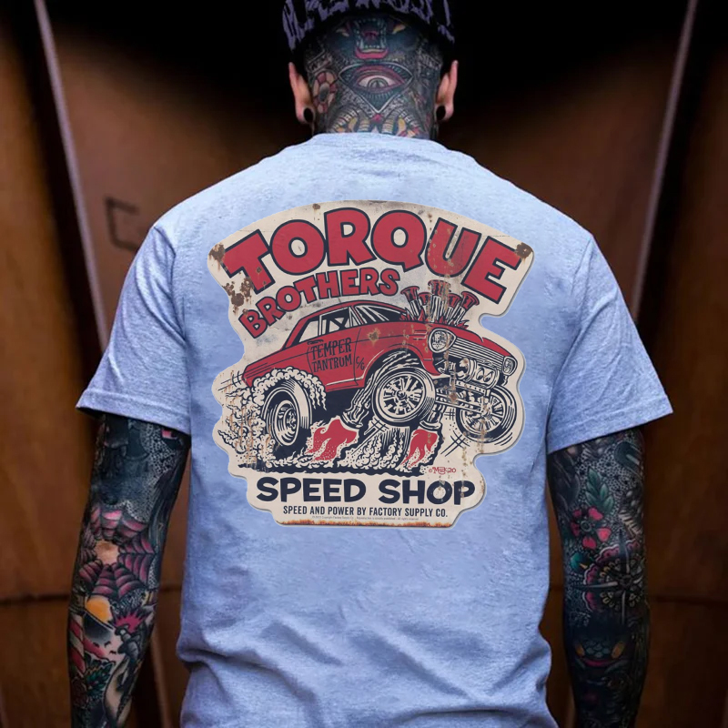 TORQUE BROTHERS SPEED SHOP Classic Car Print Men's T-shirt