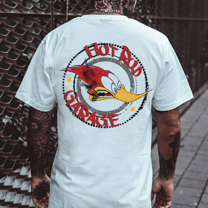 HOT ROD GARAGE White Print T-shirt