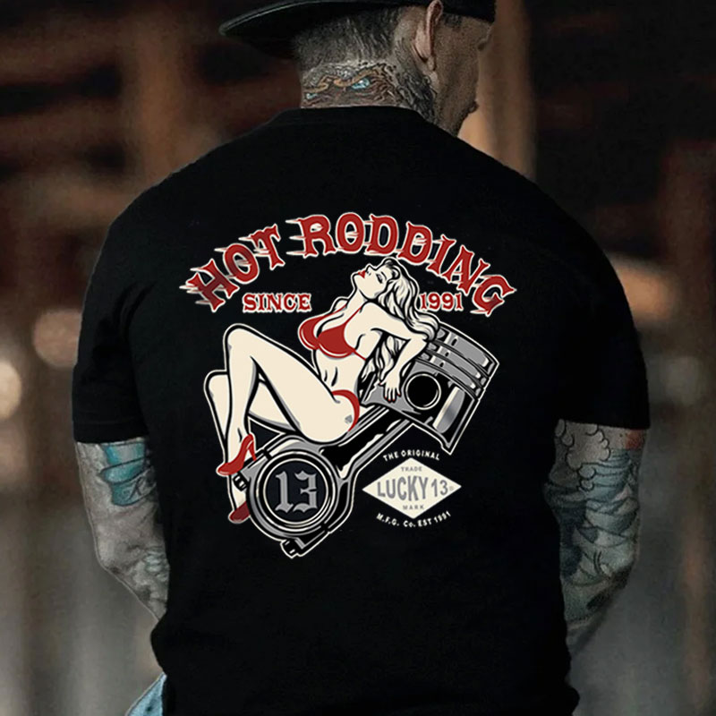 HOT RODDING Sexy Lady Black Print T-shirt