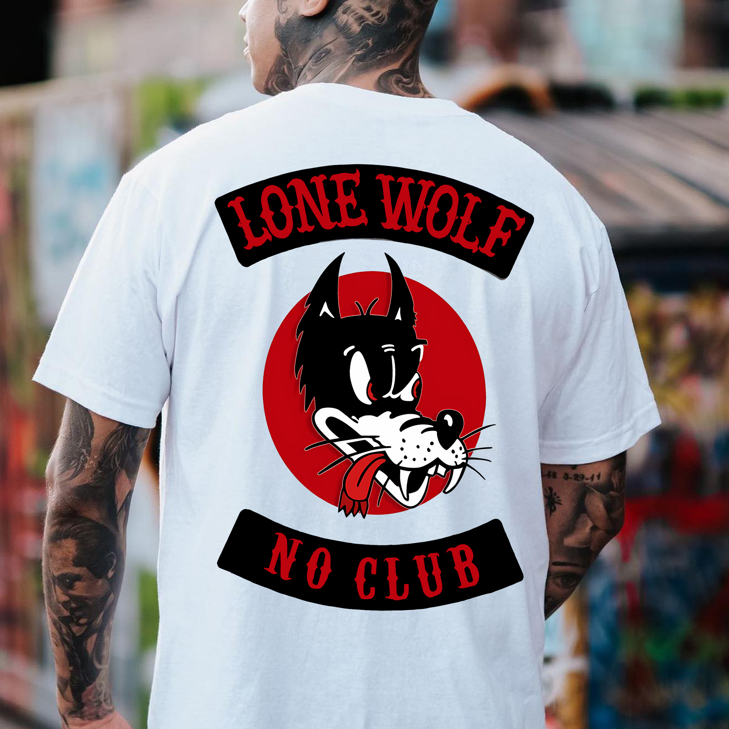LONE WOLF NO CLUB White Print T-Shirt