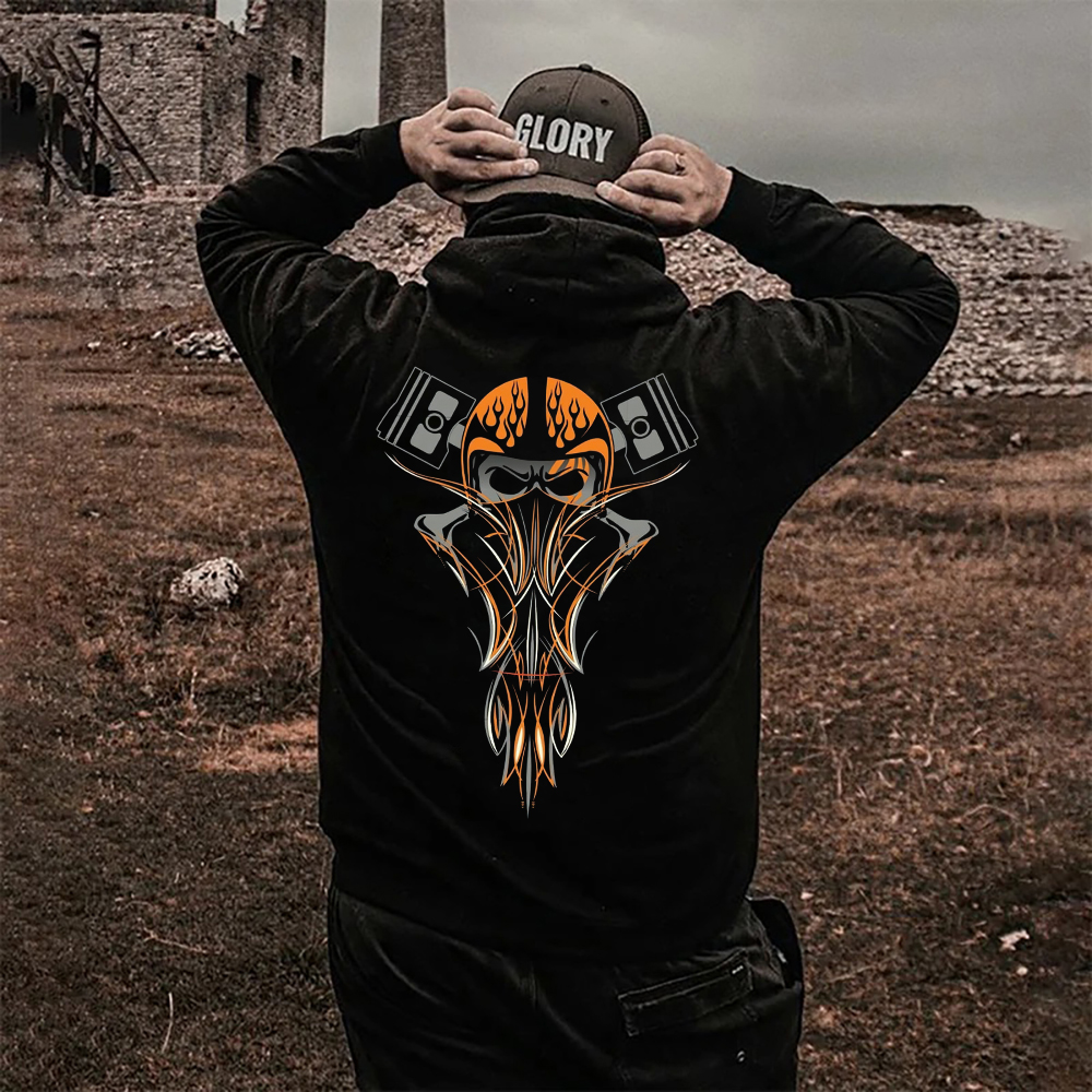 Phantom Pinstripe Helmet Skull&Piton Print Men's Hoodie