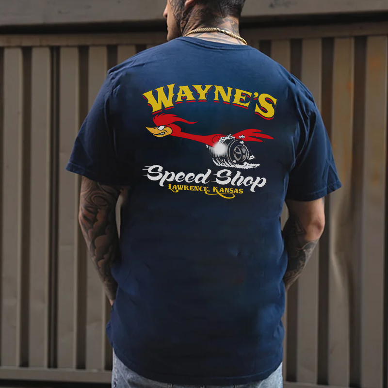 WAYNE'S SPEED SHOP Hot Rod Bird Black Print T-shirt