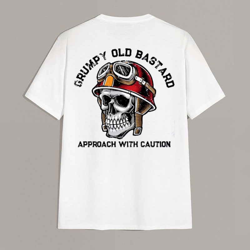 GRUMPY OLD BASTARD Skull Black Print T-Shirt