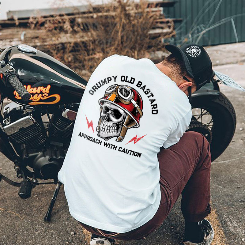 GRUMPY OLD BASTARD Skull Black Print T-Shirt