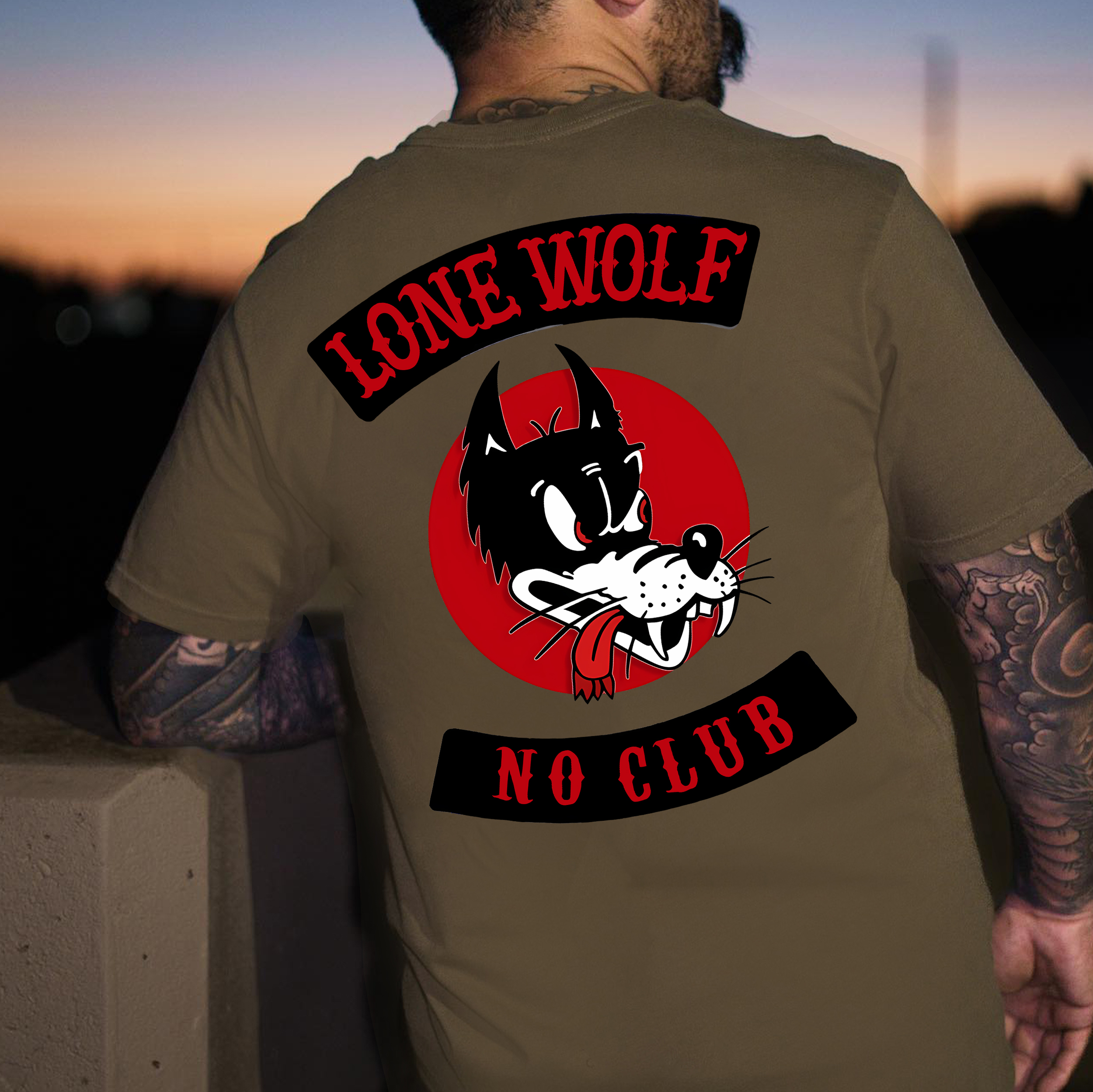 LONE WOLF NO CLUB White Print T-Shirt