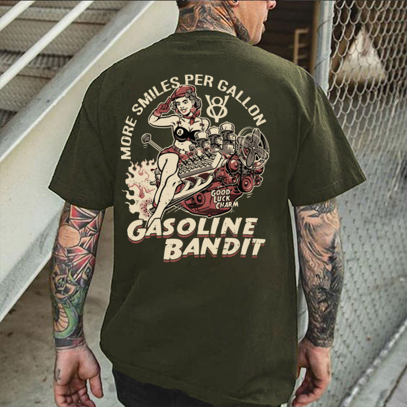MORE SMILES PER GALLON GASOLINE BANDIT Sexy Lady Print Men's T-shirt