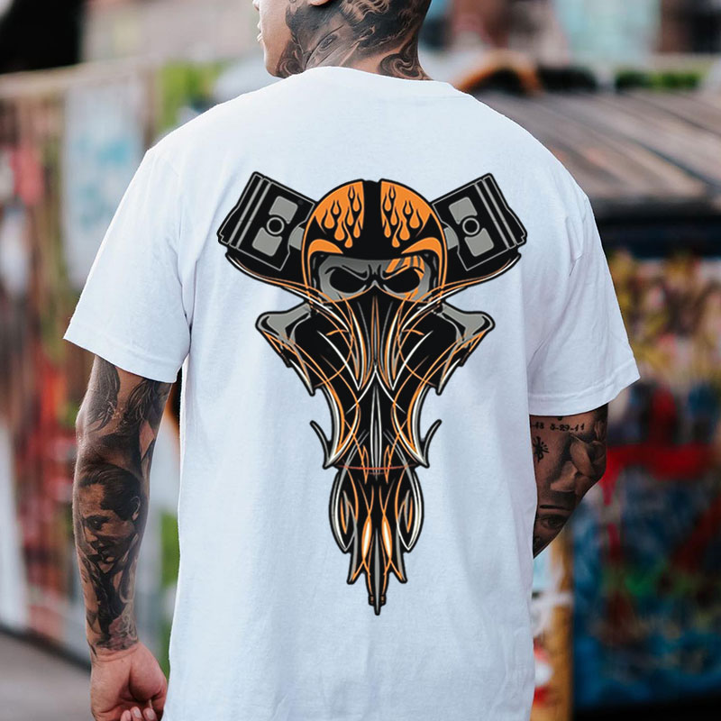 Phantom Pinstripe Helmet Skull&Piton Print Men's T-shirt