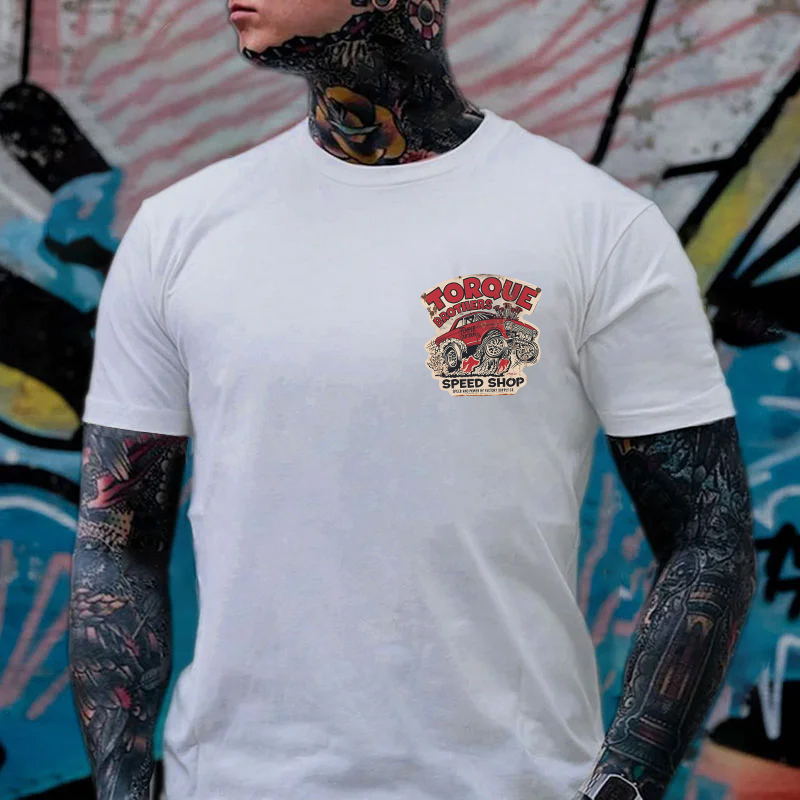 TORQUE BROTHERS SPEED SHOP Classic Car Print Men's T-shirt