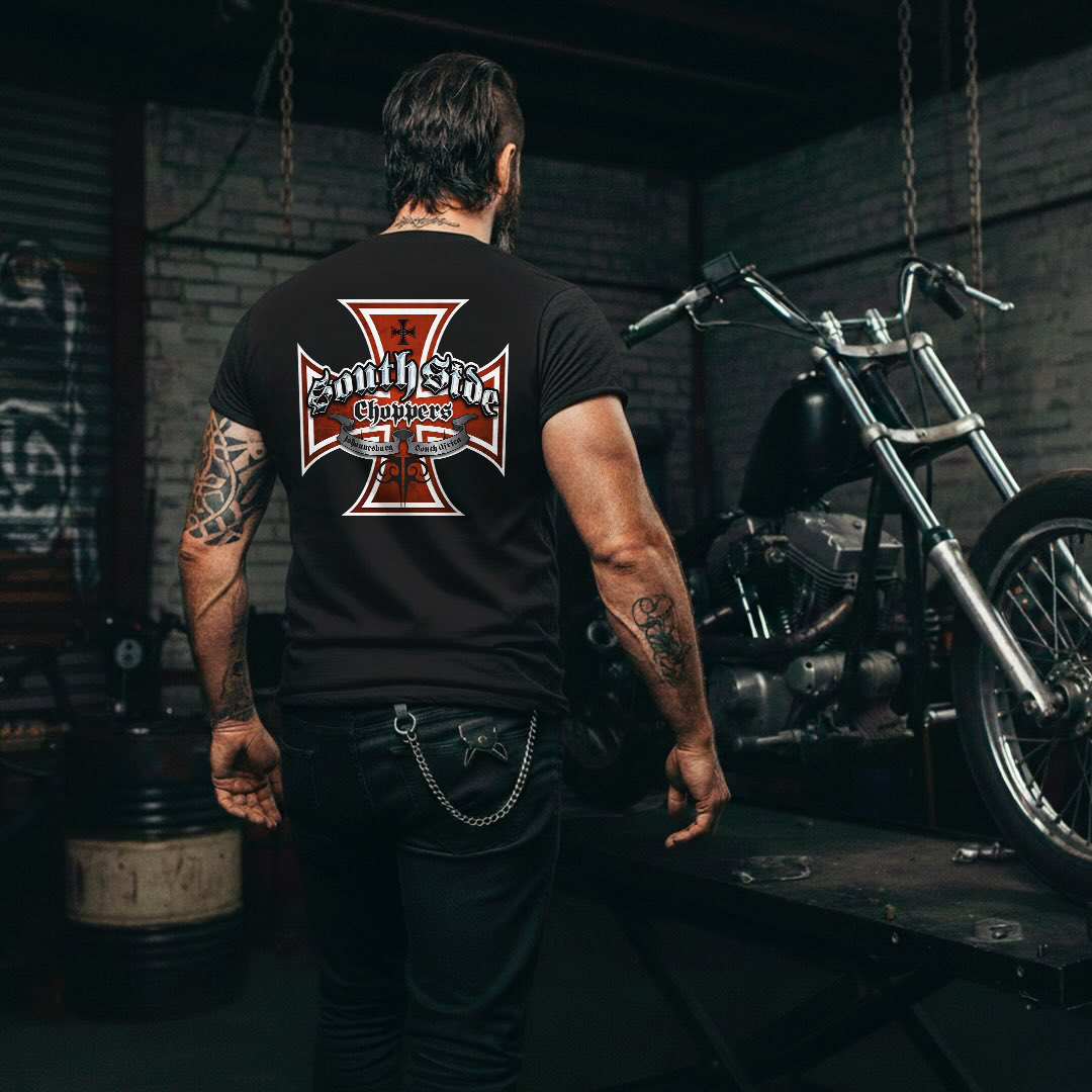 South Side Choppers Iron Cross Loners United Printed Men's T-shirt