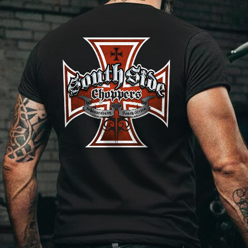 South Side Choppers Iron Cross Loners United Printed Men's T-shirt