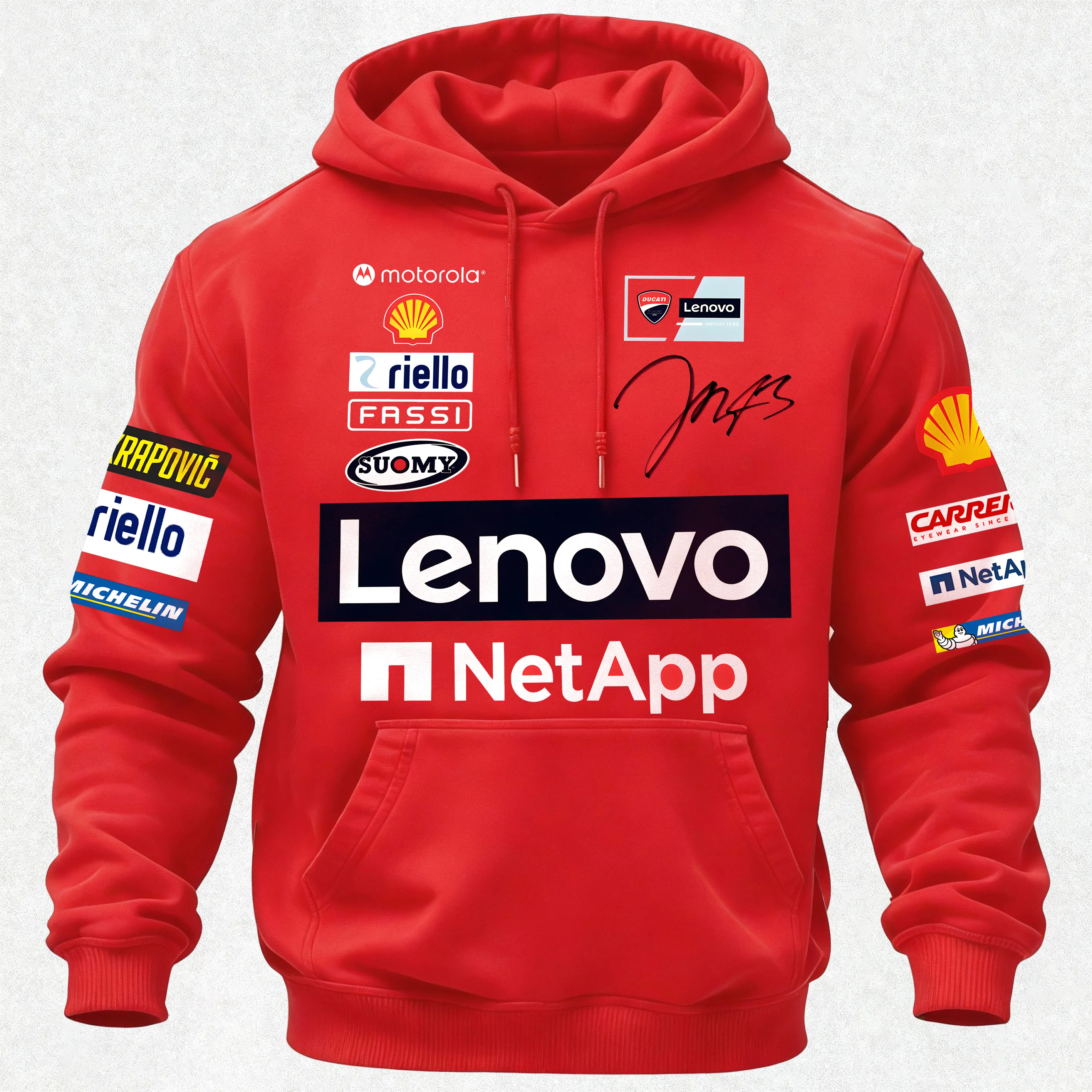 Ducati Lenovo Team Sponsor Logos Printed Men's Hoodie