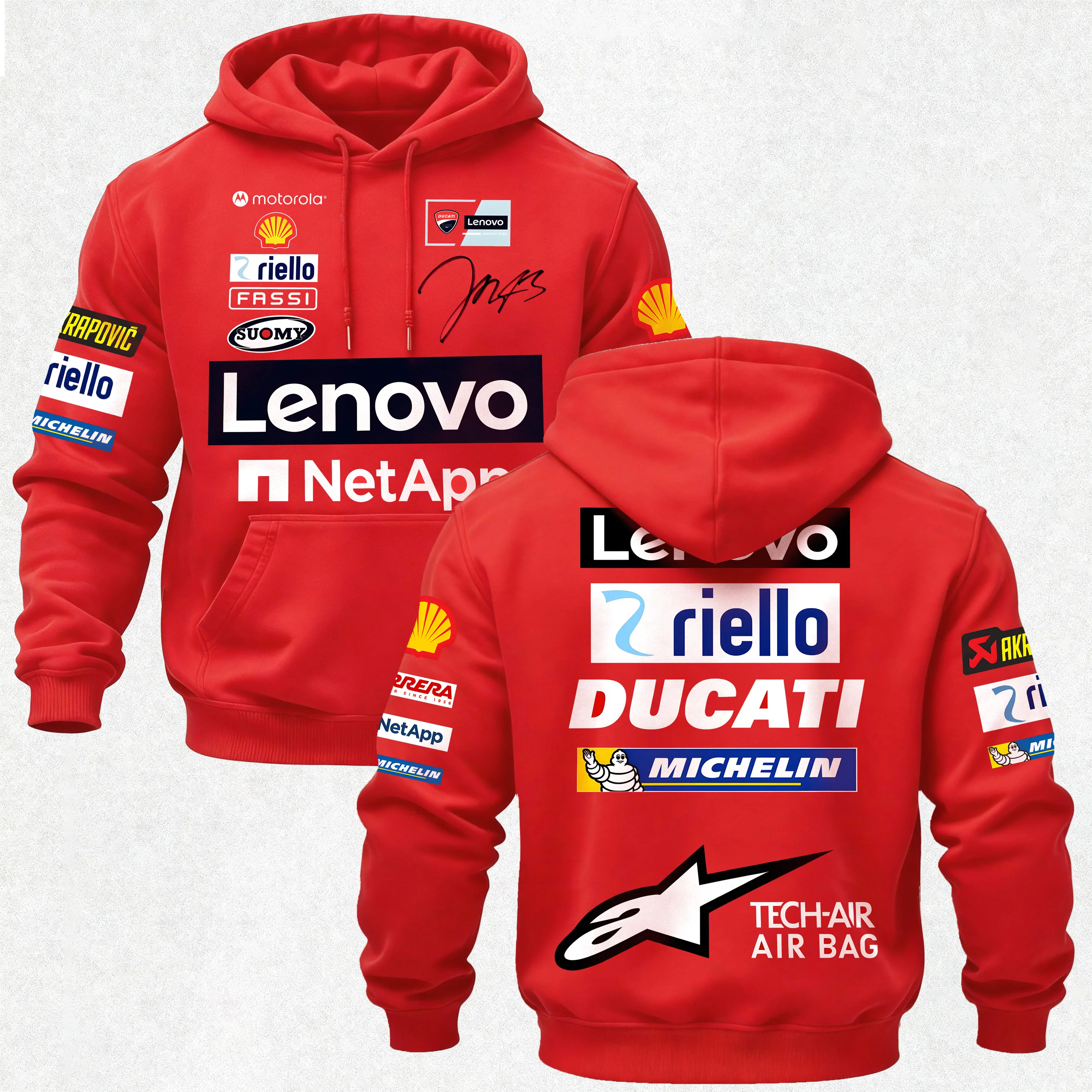 Ducati Lenovo Team Sponsor Logos Printed Men's Hoodie