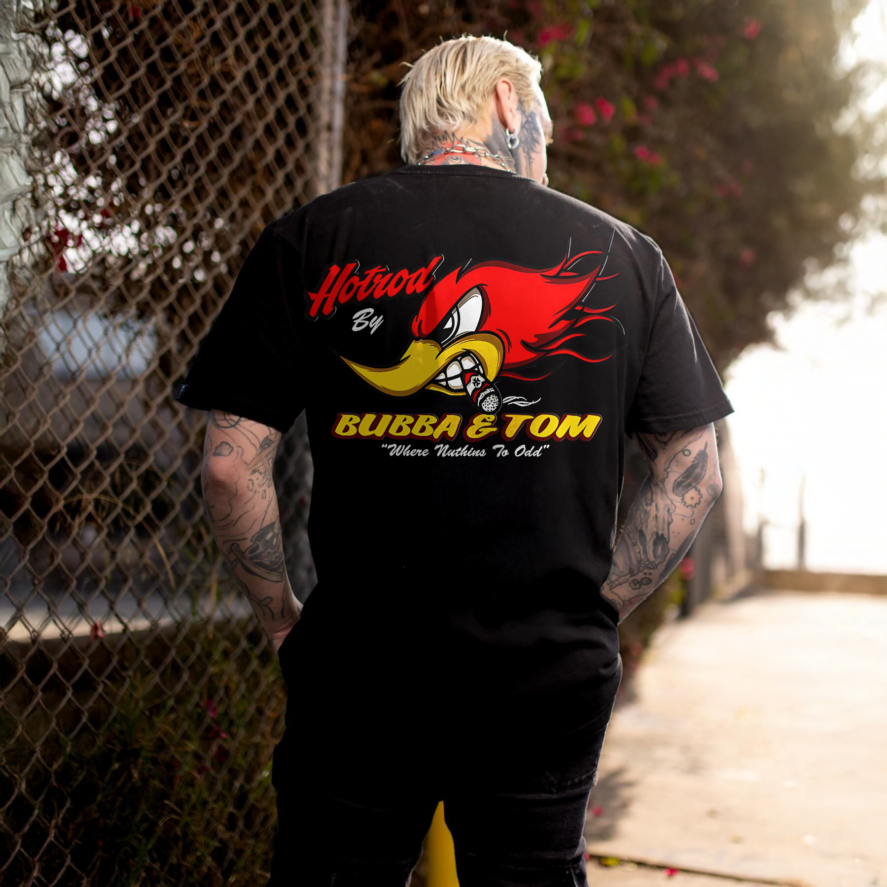 Hotrod By Bubba & Tom Angry Duck Printed Men's T-shirt