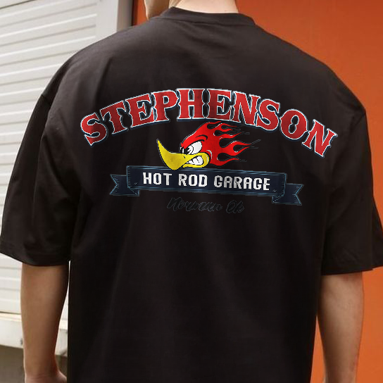 Stephenson Hot Rod Garage Angry Duck Printed Men's T-shirt