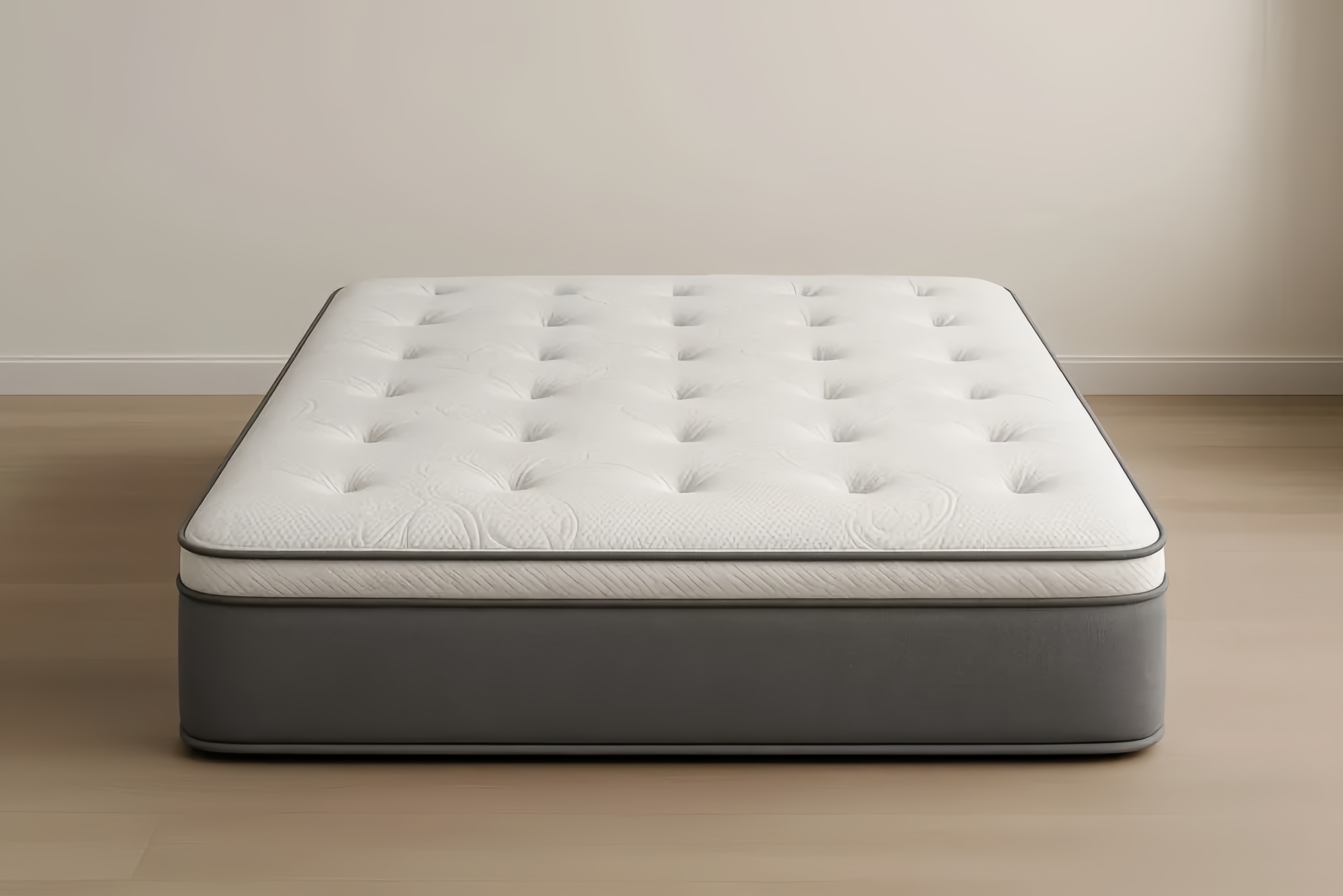Matelas Double Blanc Gris Mousse à Mémoire et Ressorts