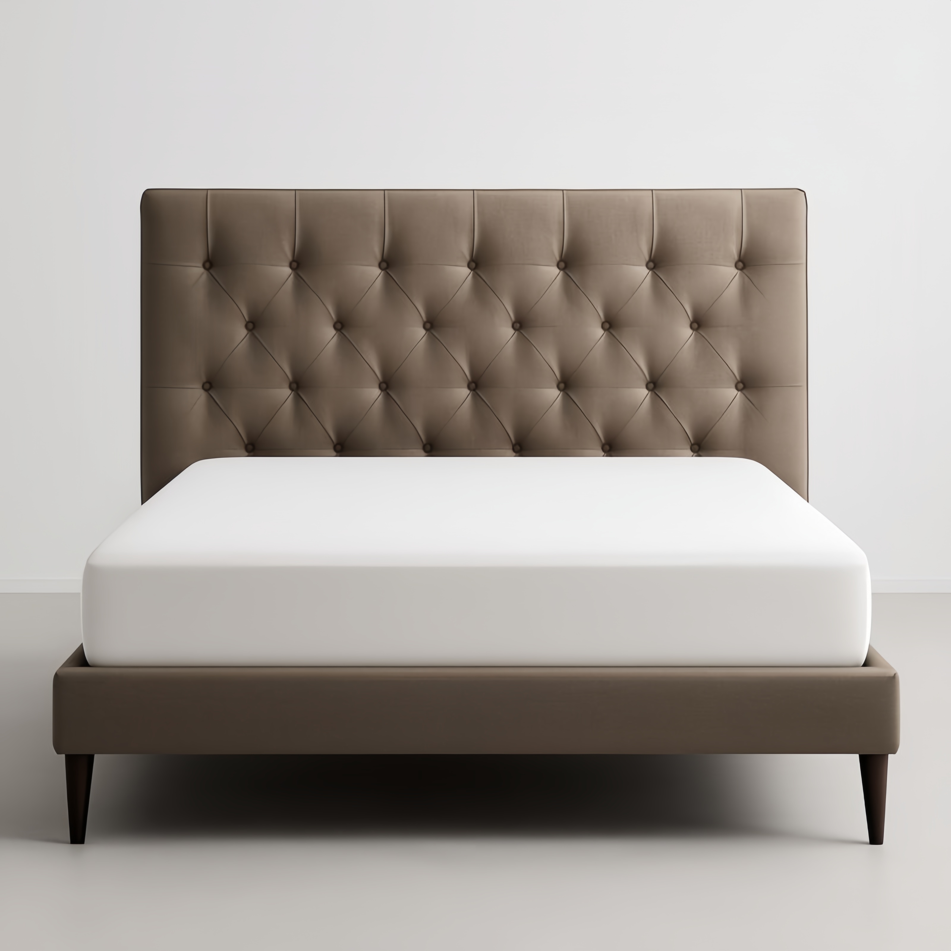 Lit capitonné en tissu polyester marron 160x200 cm