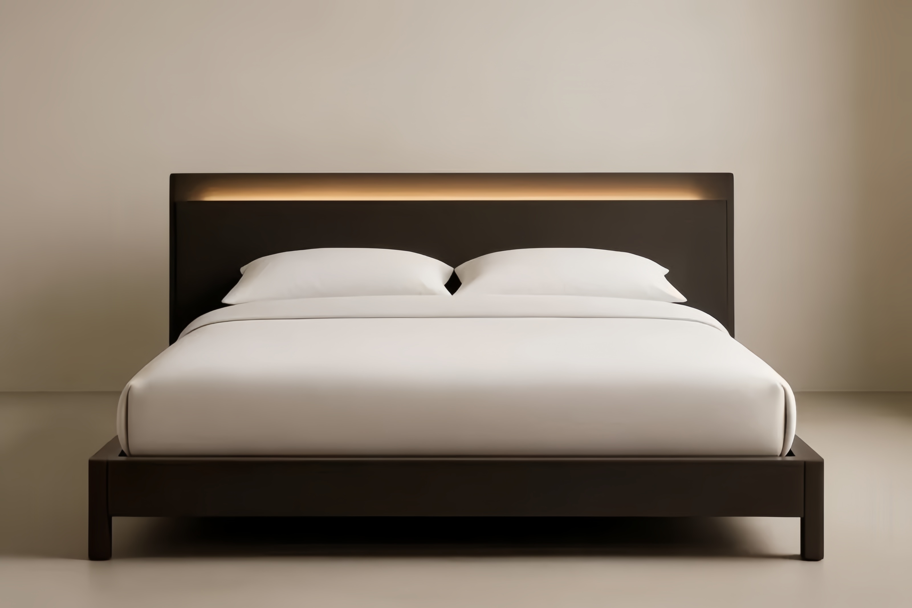 Lit double en bois noir avec éclairage LED 200x160×100 cm