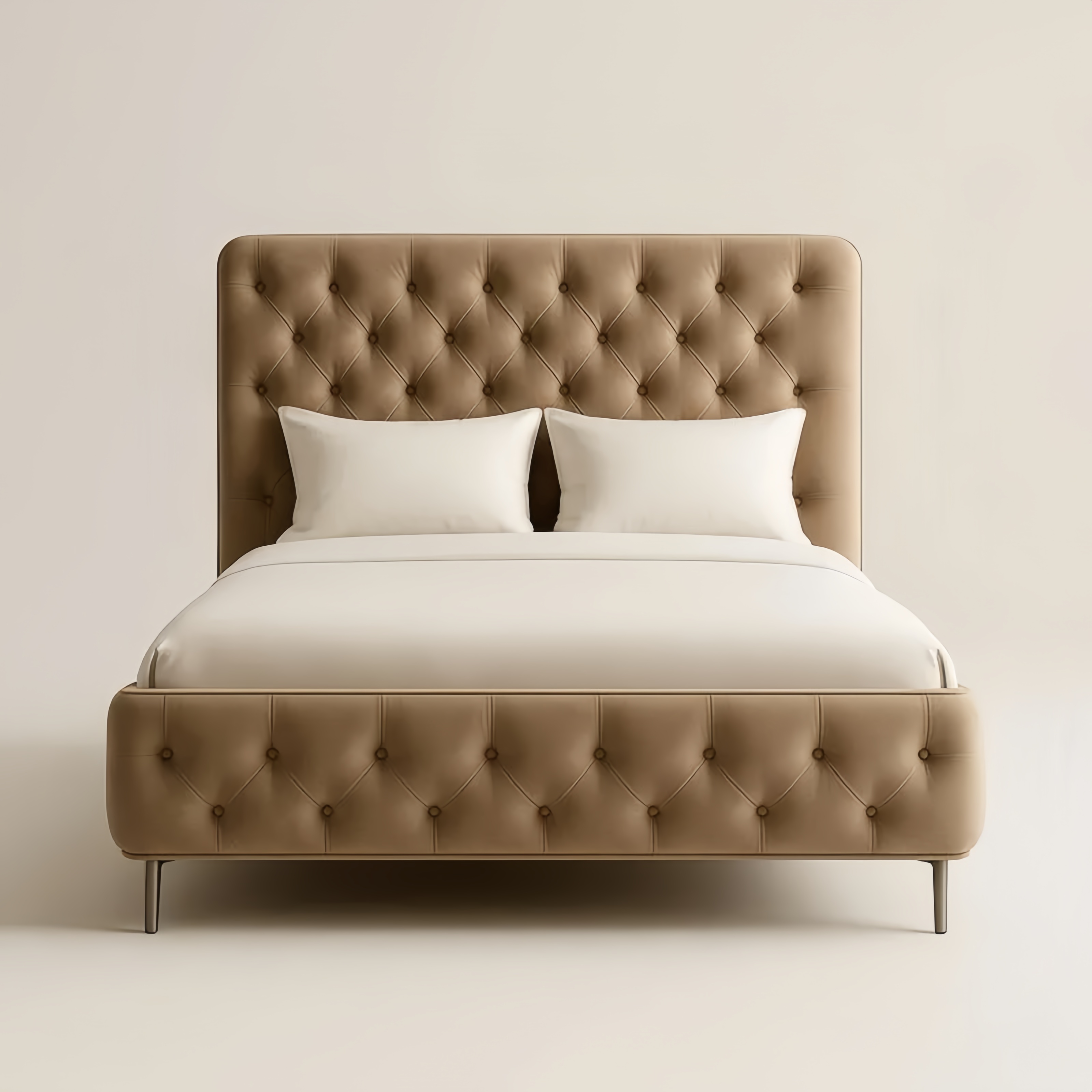 Lit en tissu avec sommier 140x200 cm brun