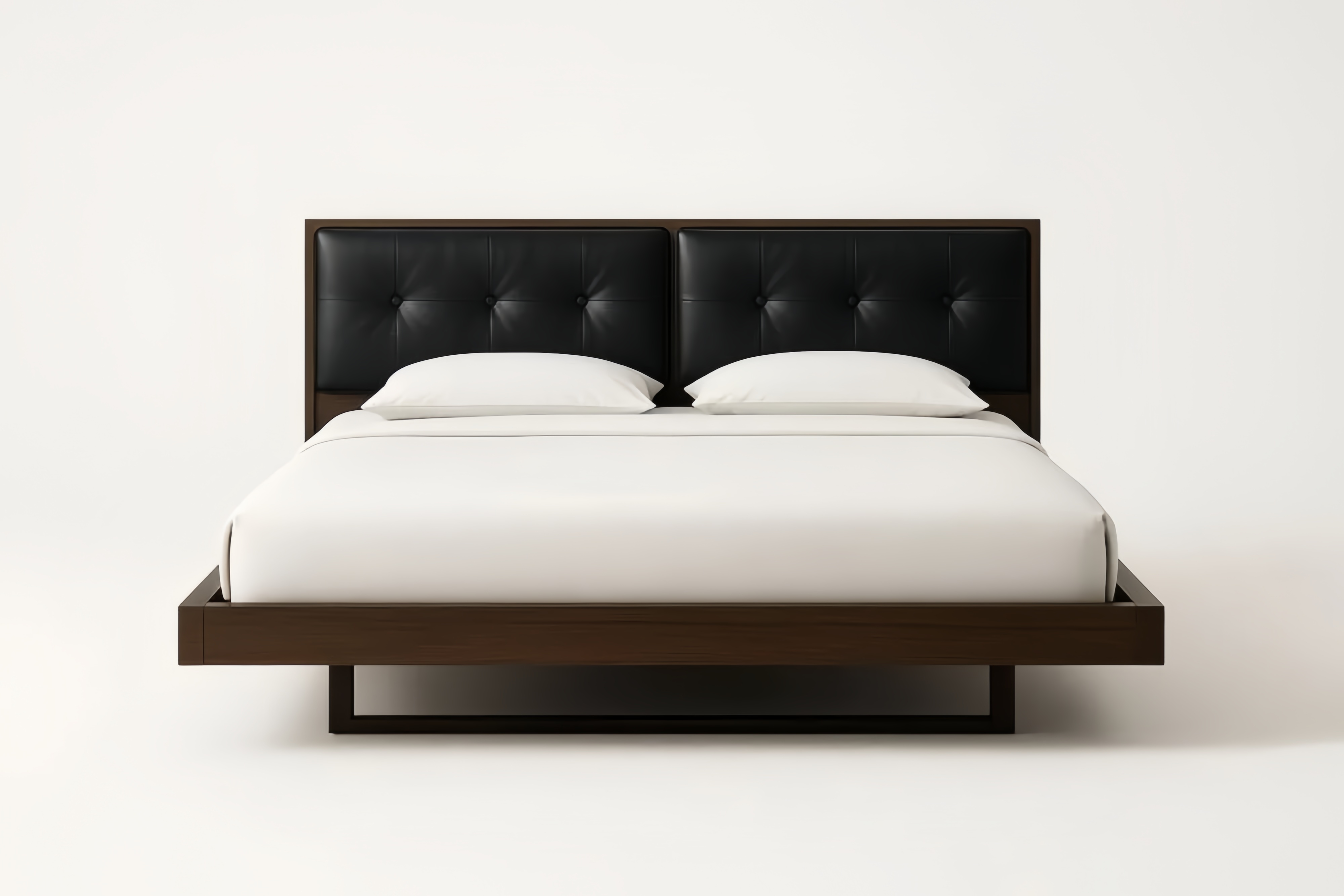 Lit double en bois et cuir synthétique 200x160 cm