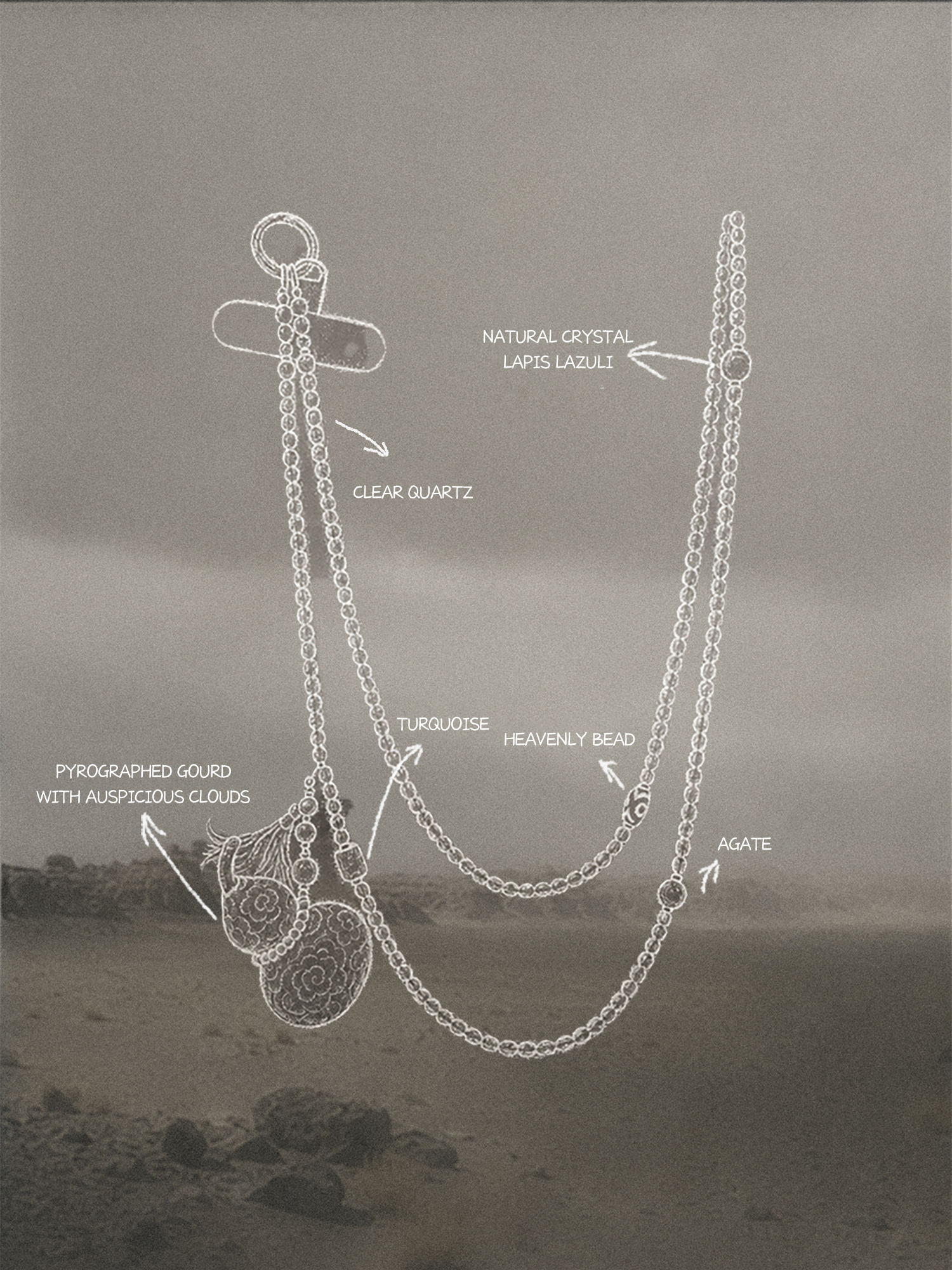 Cloud Clear Quartz Gourd Phone Lanyard