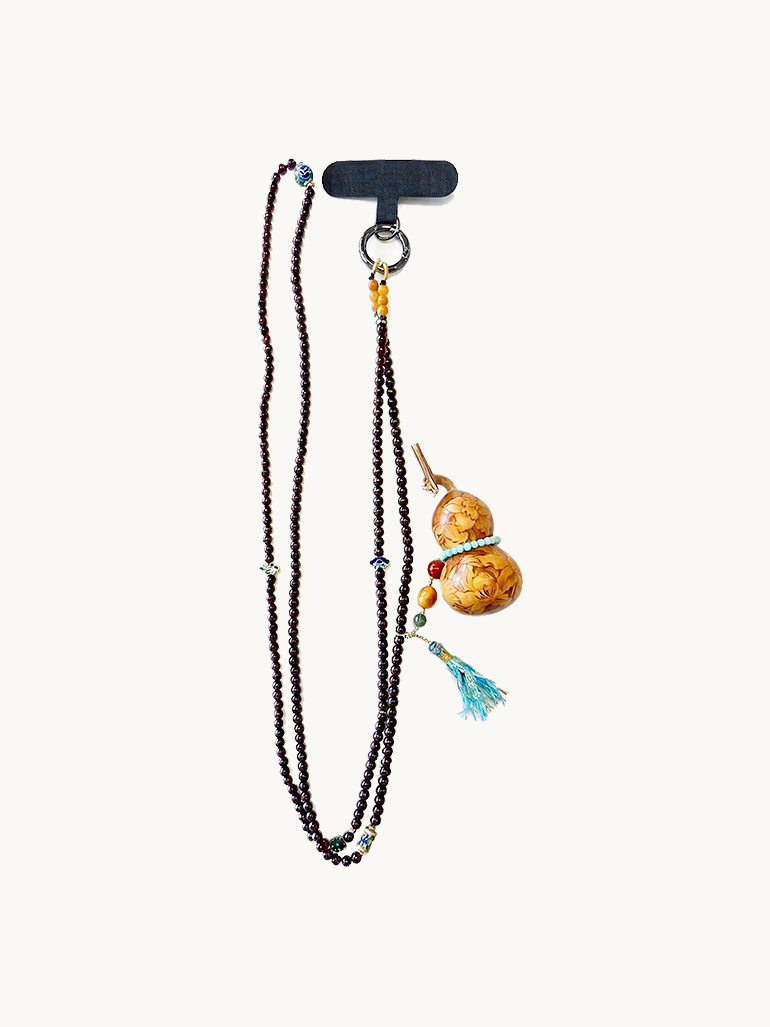Floral Garnet Gourd Phone Lanyard