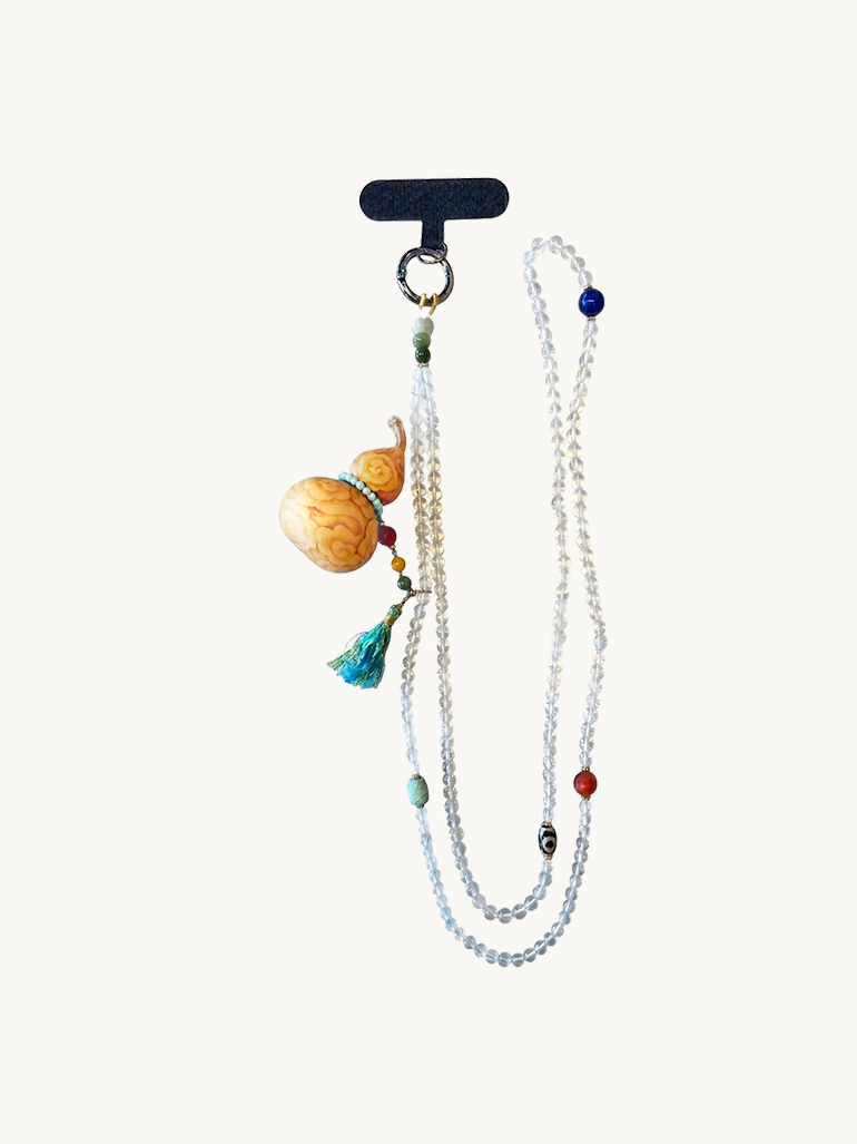 Cloud Clear Quartz Gourd Phone Lanyard