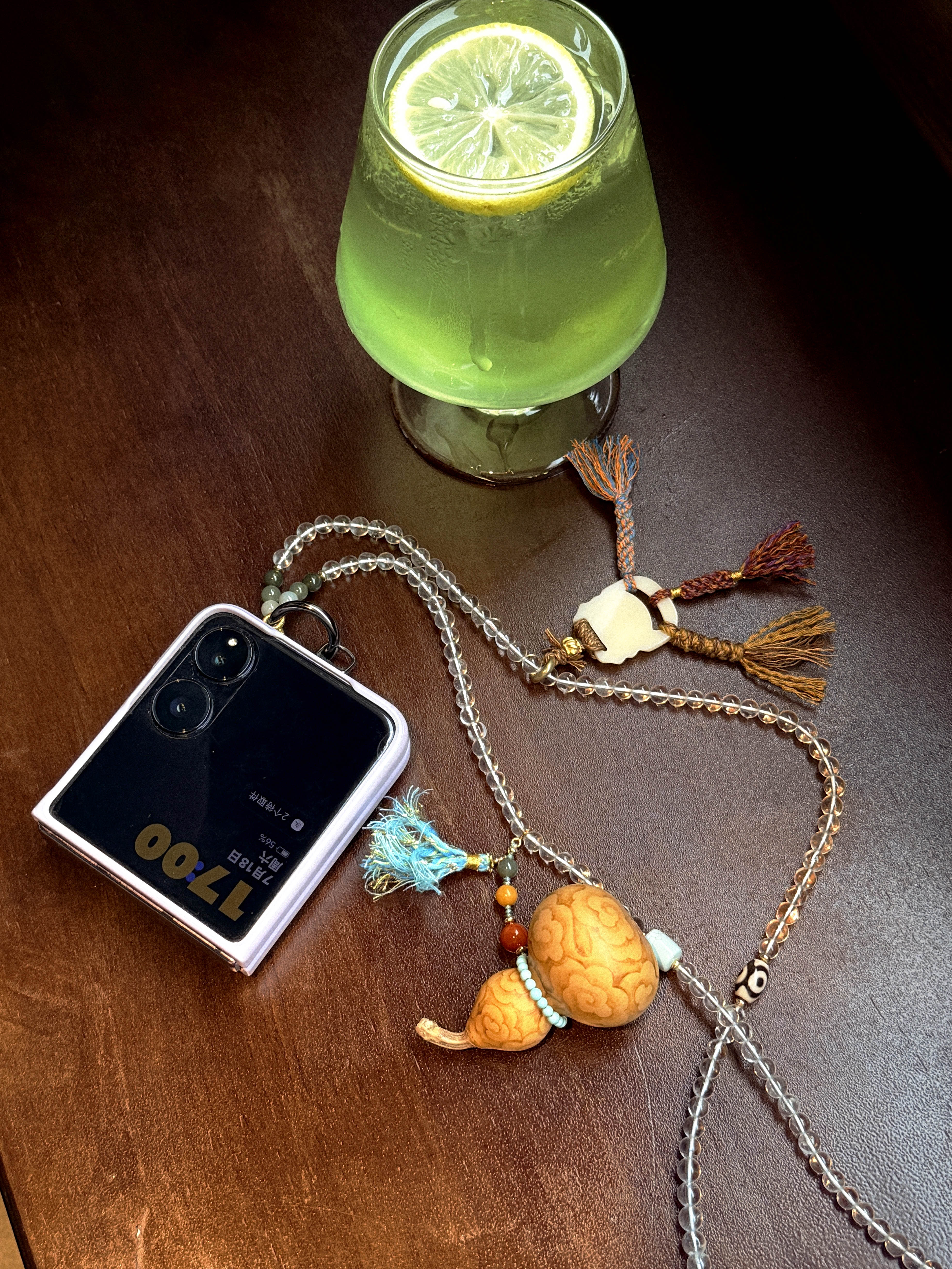 Cloud Clear Quartz Gourd Phone Lanyard