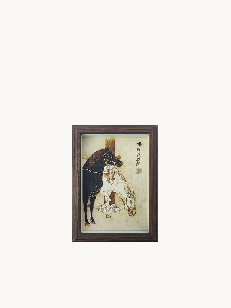 Pyroart Two Steeds Painting Pyrography Art Picture Decor