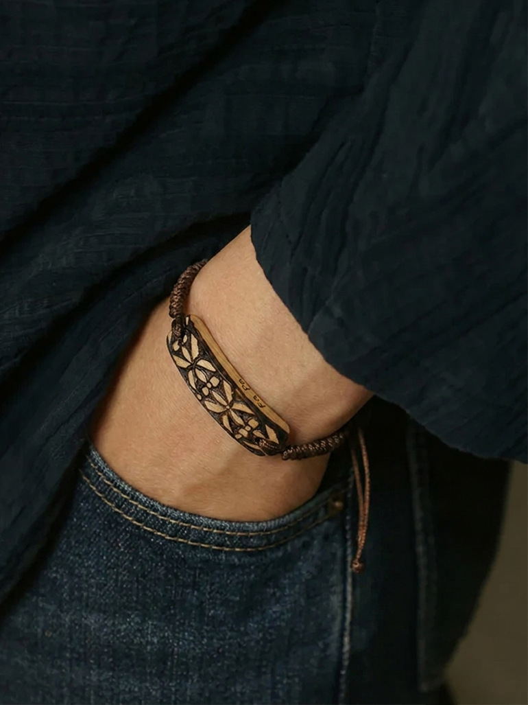 Pyroart Vintage Floral Cross Bracelet