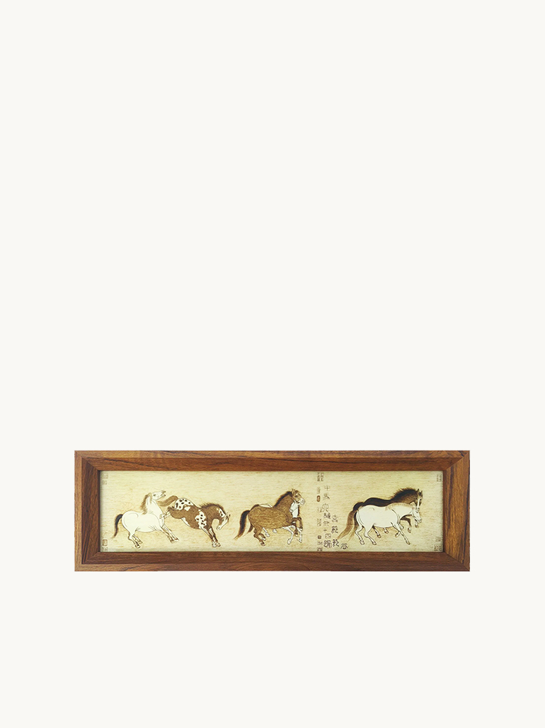 Pyroart Sixteen Good Horses Scroll Pyrography Art Picture Decor