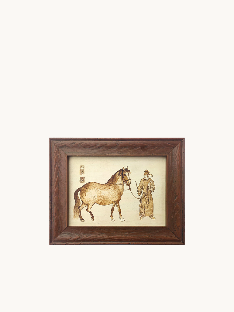 Pyroart Five Horses Scroll Manchuan Hua Pyrography Art Picture Decor