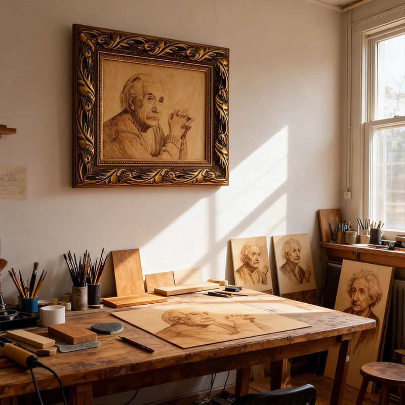 Pyroart  Albert Einstein Portrait Pyrography