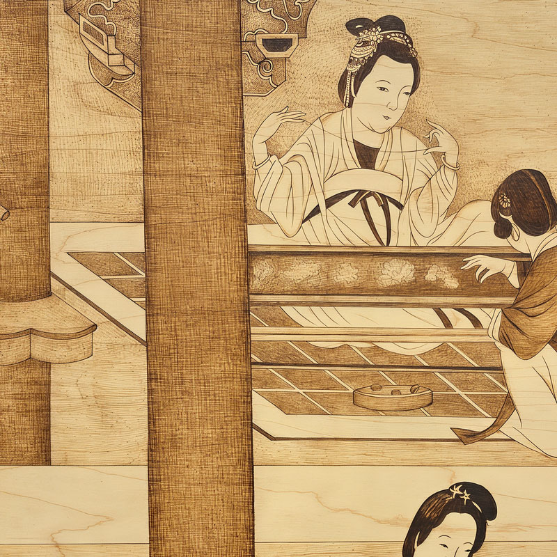 Pyrogart Spring Dawn in the Han Palace Scroll Hang Pyrography