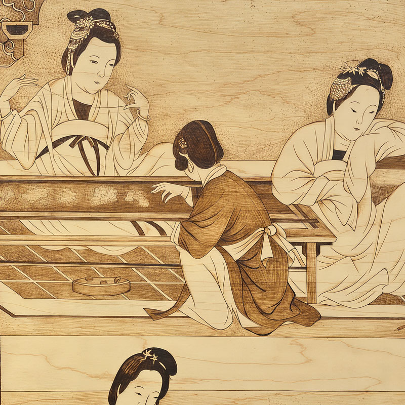 Pyrogart Spring Dawn in the Han Palace Scroll Hang Pyrography