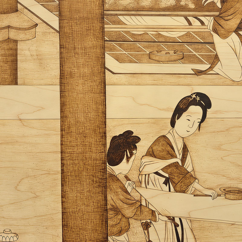 Pyrogart Spring Dawn in the Han Palace Scroll Hang Pyrography