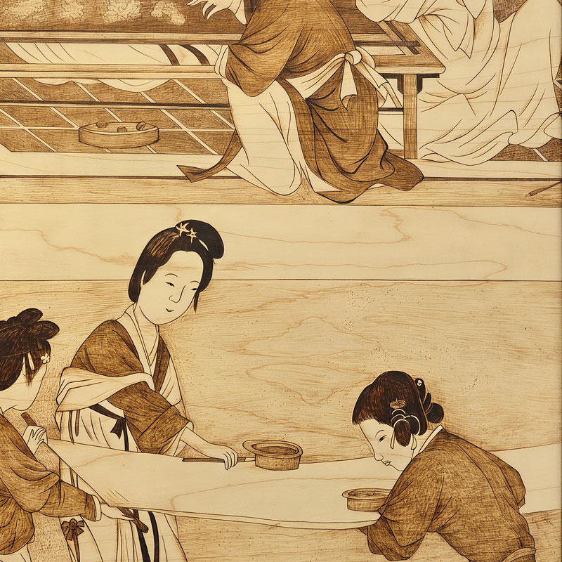 Pyrogart Spring Dawn in the Han Palace Scroll Hang Pyrography