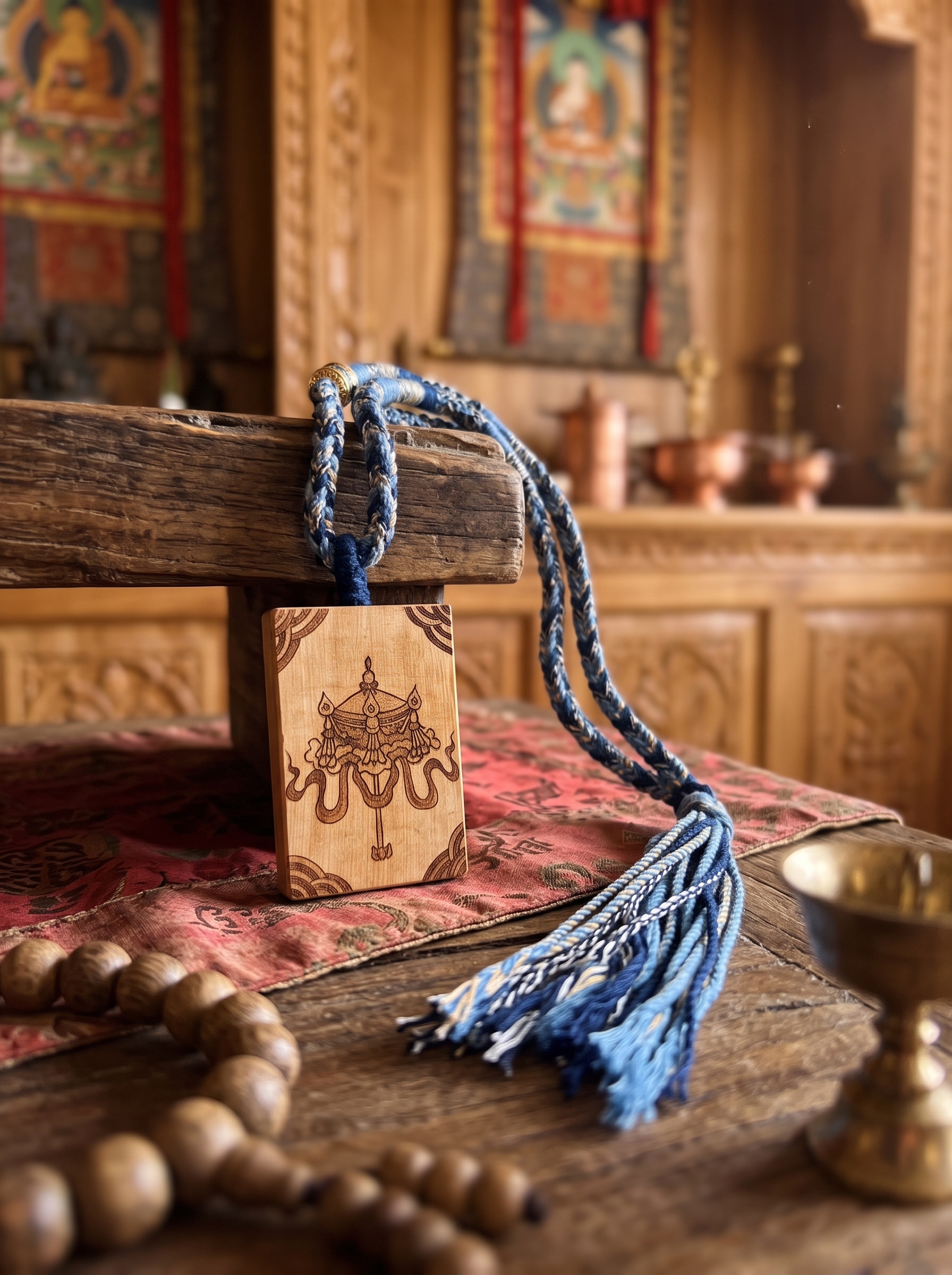 Murren Tibetan pyrography pendant