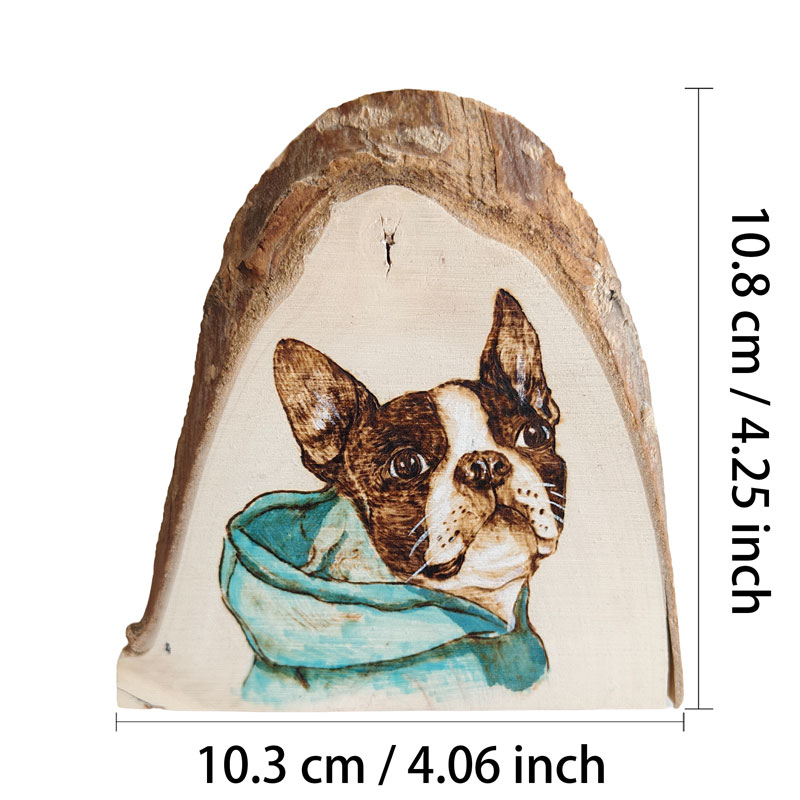 Pyroart Blue Hoodie Boston Terrier Pyrography Artware