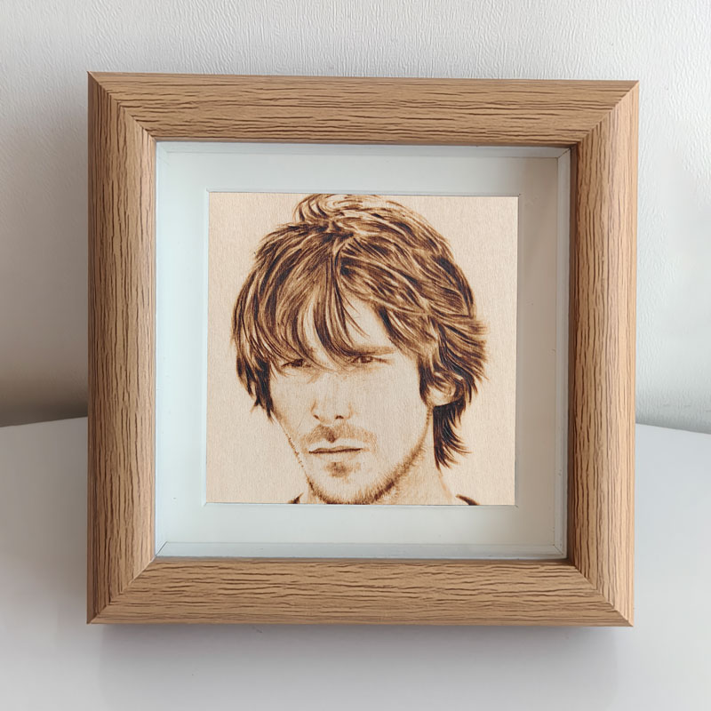 Pyroart Realistic Handsome Man Framed Pyrography Artware