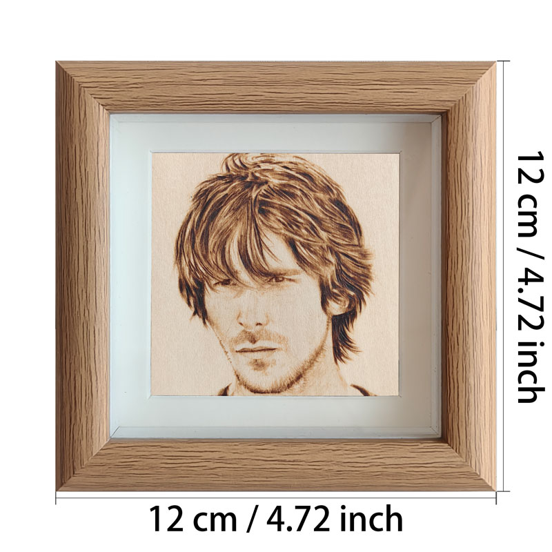 Pyroart Realistic Handsome Man Framed Pyrography Artware